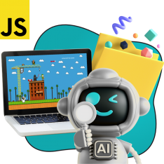 Язык программирования JavaScript + AI. Проектное обучение + геймификация + AI-помощники - КИБЕРшкола программирования для детей, компьютерные курсы для школьников, начинающих и подростков - KIBERone г. Ашхабад